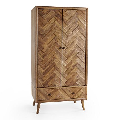 Parquet Brushed and Glazed Oak Double Wardrobe