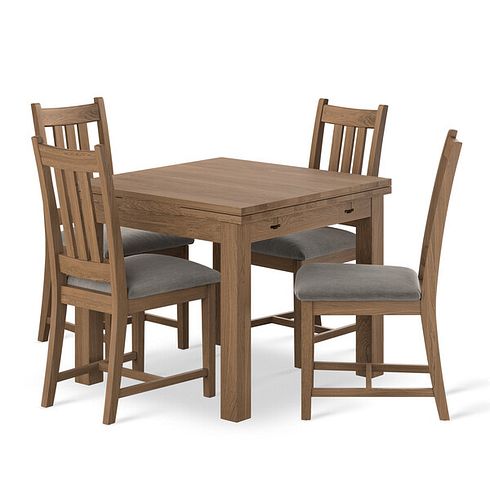 Pembroke Antique Oak Extending Dining Table 90-150cm and 4 Classic Antiques In Verona Mocha 