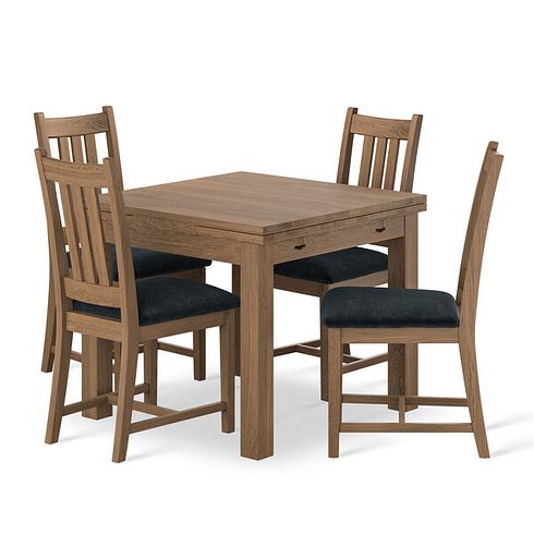 Pembroke Antique Oak Extending Dining Table 90-150cm and 4 Classic Antiques In Verona Charcoal 