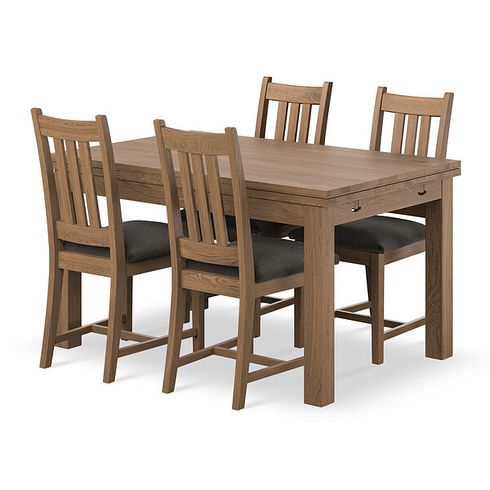 Pembroke Antique Oak Extending Dining Table 140-220cm and 4 Classic Antiques In Verona Chocolate 