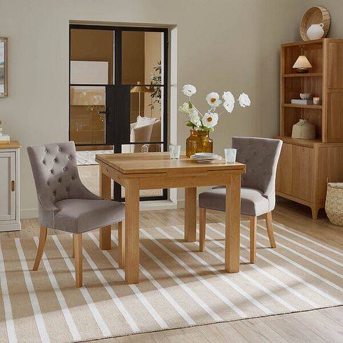 Pembroke Natural Solid Oak Extending Dining Table 90-150cm with 2 Isobel Chairs