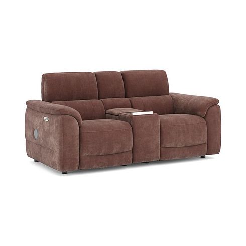 Phoenix 2 Seater Power Recliner Console Sofa with Smart Screen and Speakers in  Manhattan Burnt Sienna Fabric