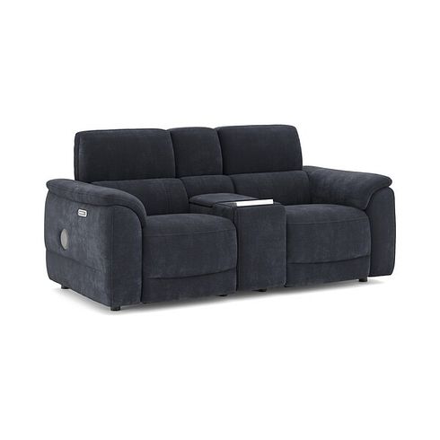 Phoenix 2 Seater Power Recliner Console Sofa with Smart Screen and Speakers in  Manhattan Indigo Fabric