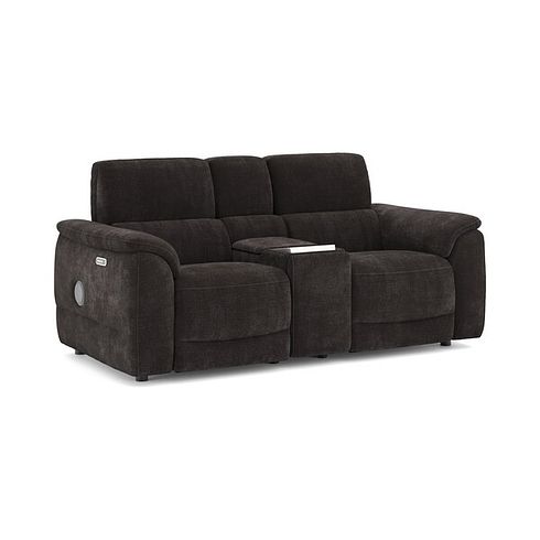 Phoenix 2 Seater Power Recliner Console Sofa with Smart Screen and Speakers in  Manhattan Mushroom Fabric