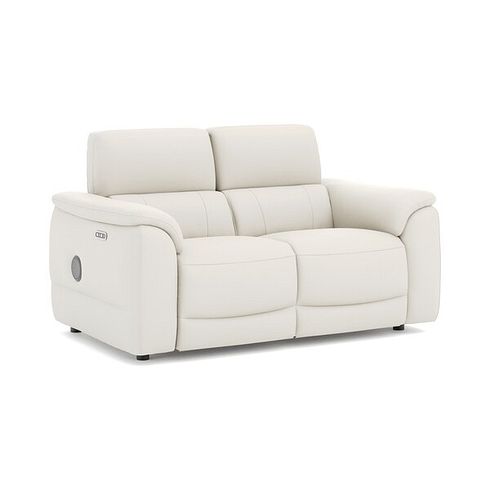 Phoenix 2 Seater Power Recliner Sofa with Adjustable Power Headrests and Speakers in  Bone China Leather