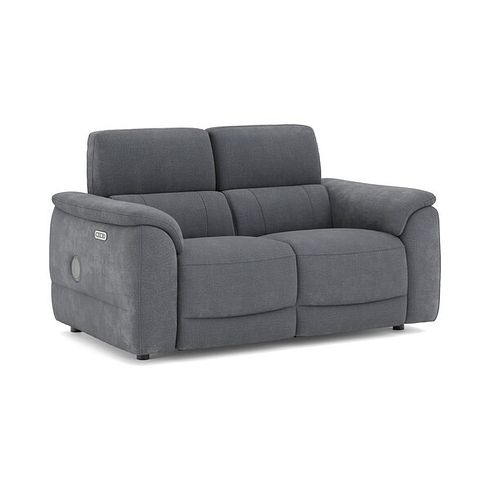 Phoenix 2 Seater Power Recliner Sofa with Adjustable Power Headrests and Speakers in  Manhattan Charcoal Fabric