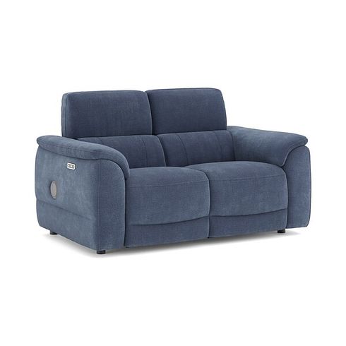 Phoenix 2 Seater Power Recliner Sofa with Adjustable Power Headrests and Speakers in  Manhattan Navy Fabric