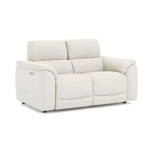 Phoenix 2 Seater Power Recliner Sofa with Adjustable Power Headrests in  Bone China Leather