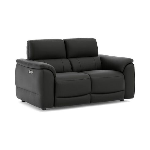 Phoenix 2 Seater Power Recliner Sofa with Adjustable Power Headrests in  Jet Black Leather