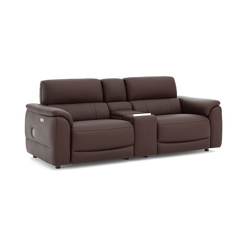 Phoenix 2.5 Seater Power Recliner Console Sofa with Smart Screen and Speakers in  Chestnut Leather