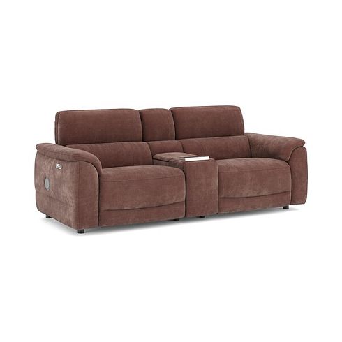Phoenix 2.5 Seater Power Recliner Console Sofa with Smart Screen and Speakers in  Manhattan Burnt Sienna Fabric