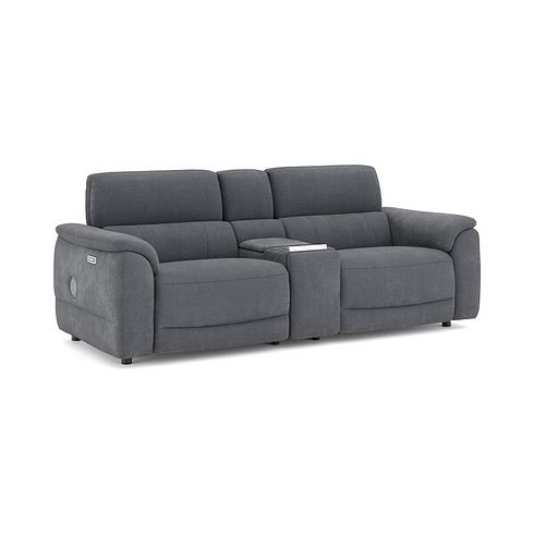 Phoenix 2.5 Seater Power Recliner Console Sofa with Smart Screen and Speakers in  Manhattan Charcoal Fabric