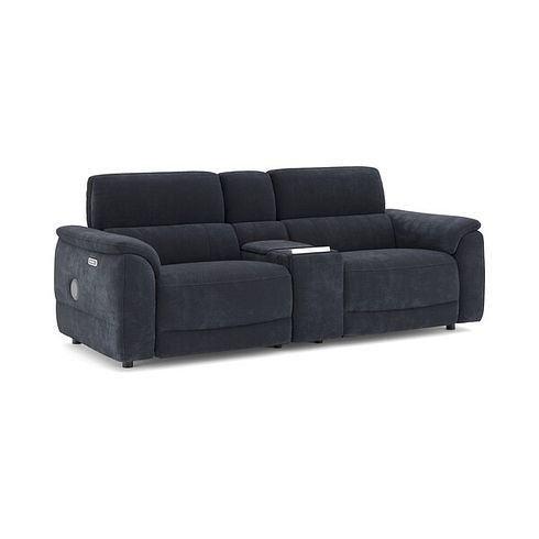 Phoenix 2.5 Seater Power Recliner Console Sofa with Smart Screen and Speakers in  Manhattan Indigo Fabric