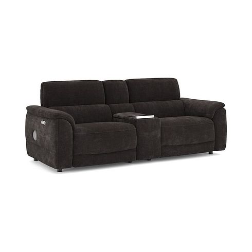 Phoenix 2.5 Seater Power Recliner Console Sofa with Smart Screen and Speakers in  Manhattan Mushroom Fabric