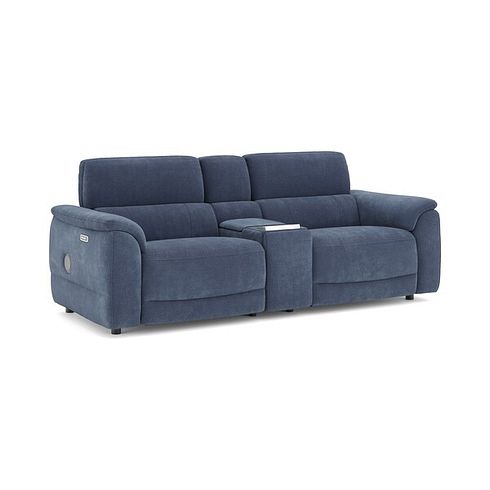Phoenix 2.5 Seater Power Recliner Console Sofa with Smart Screen and Speakers in  Manhattan Navy Fabric