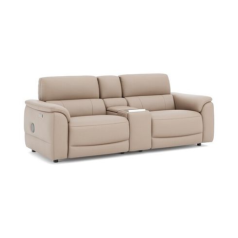 Phoenix 2.5 Seater Power Recliner Console Sofa with Smart Screen and Speakers in  Mushroom Leather