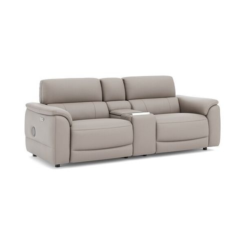 Phoenix 2.5 Seater Power Recliner Console Sofa with Smart Screen and Speakers in  Oyster Leather