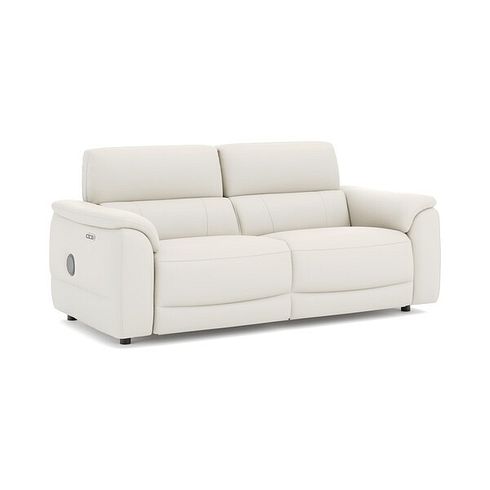 Phoenix 3 Seater Power Recliner Sofa with Adjustable Power Headrests and Speakers in  Bone China Leather