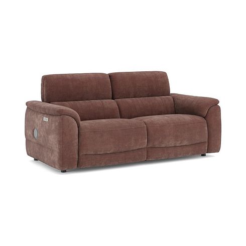 Phoenix 3 Seater Power Recliner Sofa with Adjustable Power Headrests and Speakers in  Manhattan Burnt Sienna Fabric