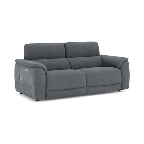 Phoenix 3 Seater Power Recliner Sofa with Adjustable Power Headrests and Speakers in  Manhattan Charcoal Fabric