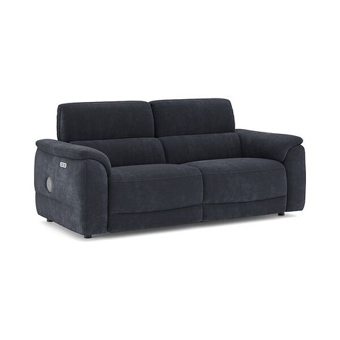 Phoenix 3 Seater Power Recliner Sofa with Adjustable Power Headrests and Speakers in  Manhattan Indigo Fabric