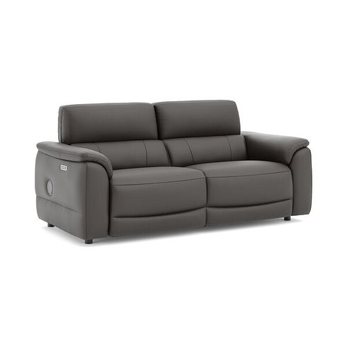 Phoenix 3 Seater Power Recliner Sofa with Adjustable Power Headrests and Speakers in  Storm Leather
