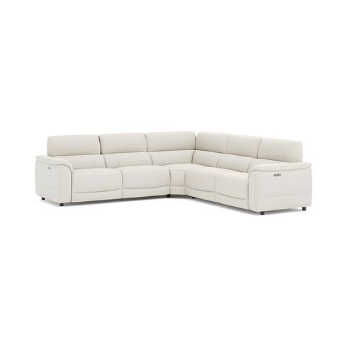 Phoenix Large Corner Electric Recliner Sofa in  Bone China Leather