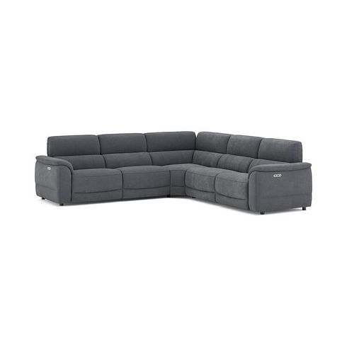 Phoenix Large Corner Electric Recliner Sofa in  Manhattan Charcoal Fabric