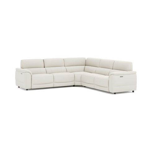 Phoenix Large Corner Electric Recliner Sofa with Adjustable Power Headrests in  Bone China Leather