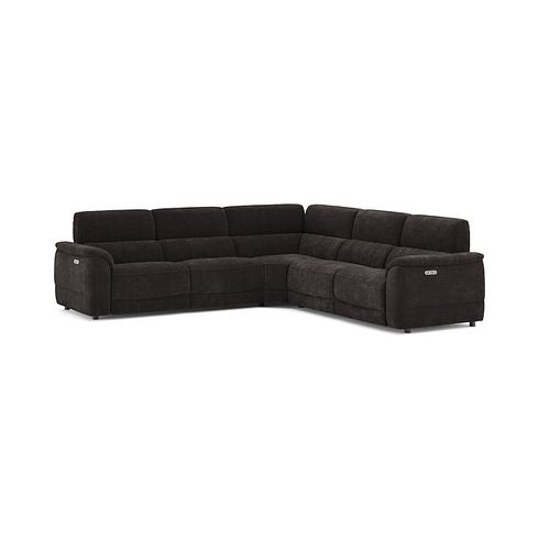 Phoenix Large Corner Electric Recliner Sofa with Adjustable Power Headrests in  Manhattan Mushroom Fabric