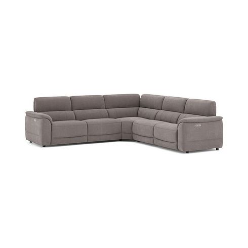 Phoenix Large Corner Electric Recliner Sofa with Adjustable Power Headrests in  Manhattan Nutmeg Fabric