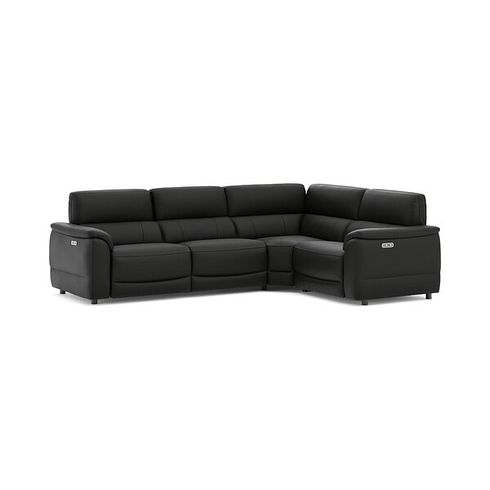 Phoenix Left hand Corner Electric Recliner Sofa in  Jet Black Leather