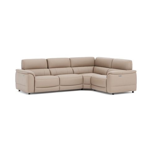 Phoenix Left hand Corner Electric Recliner Sofa in  Mushroom Leather