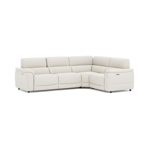 Phoenix Left hand Corner Electric Recliner Sofa with Adjustable Power Headrests in  Bone China Leather