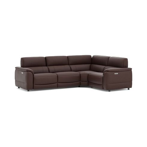 Phoenix Left hand Corner Electric Recliner Sofa with Adjustable Power Headrests in  Chestnut Leather