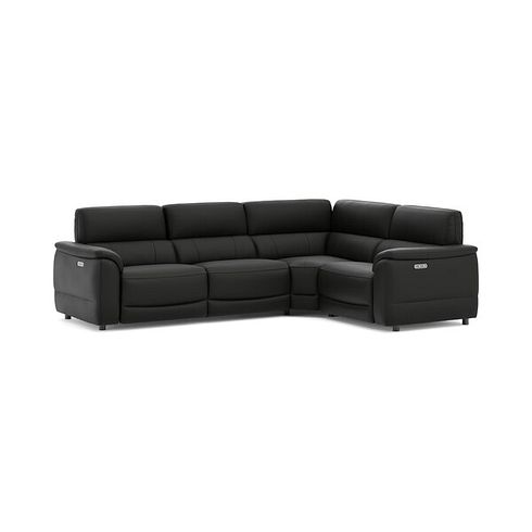 Phoenix Left hand Corner Electric Recliner Sofa with Adjustable Power Headrests in  Jet Black Leather
