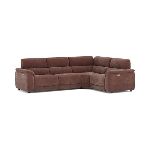 Phoenix Left hand Corner Electric Recliner Sofa with Adjustable Power Headrests in  Manhattan Burnt Sienna Fabric