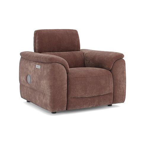 Phoenix Power Recliner Armchair with Adjustable Power Headrest and Speakers in  Manhattan Burnt Sienna Fabric