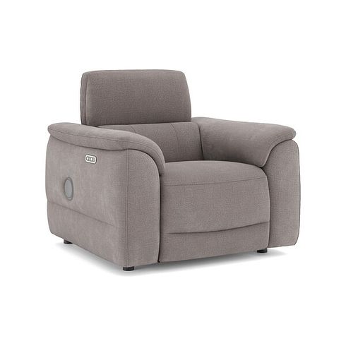 Phoenix Power Recliner Armchair with Adjustable Power Headrest and Speakers in  Manhattan Nutmeg Fabric
