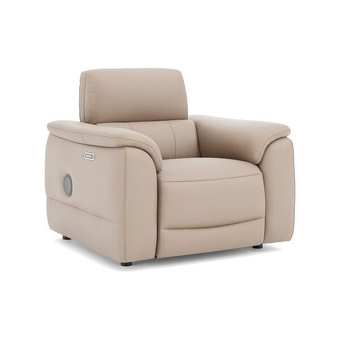 Phoenix Power Recliner Armchair with Adjustable Power Headrest and Speakers in  Mushroom Leather