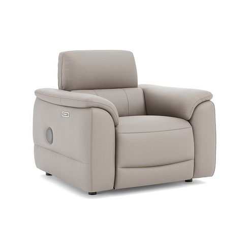 Phoenix Power Recliner Armchair with Adjustable Power Headrest and Speakers in  Oyster Leather