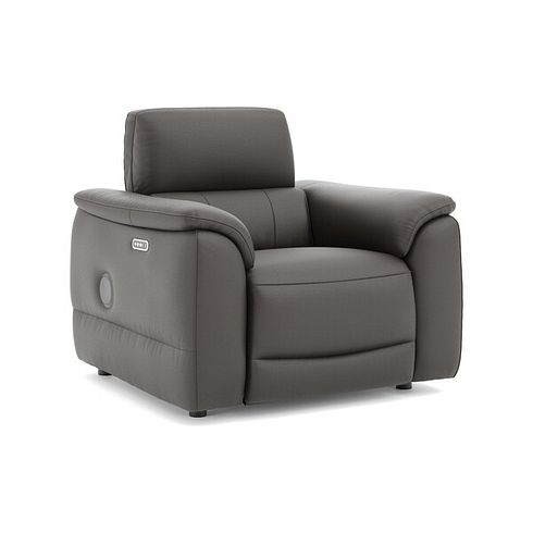 Phoenix Power Recliner Armchair with Adjustable Power Headrest and Speakers in  Storm Leather