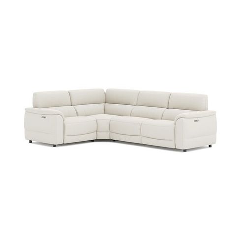 Phoenix Right hand Corner Electric Recliner Sofa in  Bone China Leather