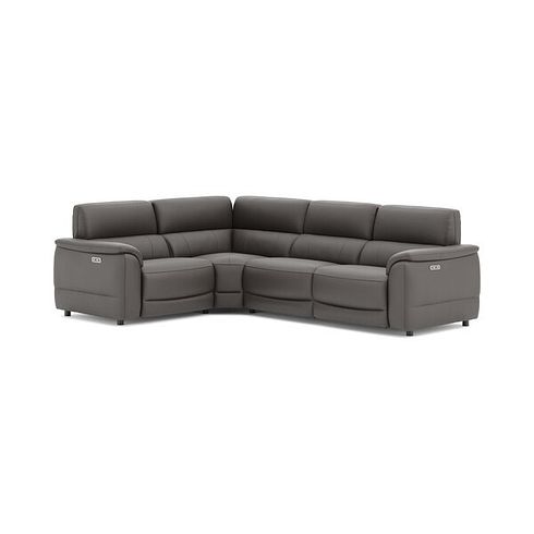 Phoenix Right hand Corner Electric Recliner Sofa in  Elephant Grey Leather