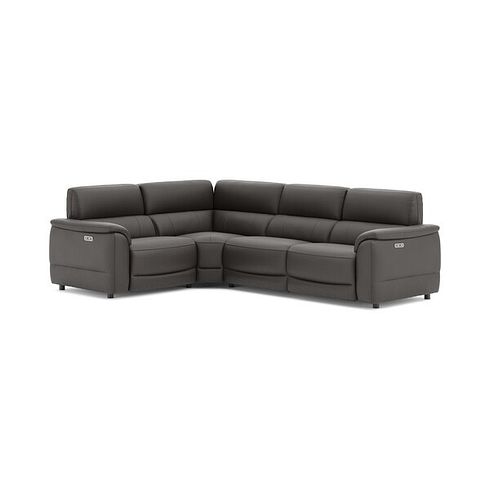 Phoenix Right hand Corner Electric Recliner Sofa in  Storm Leather