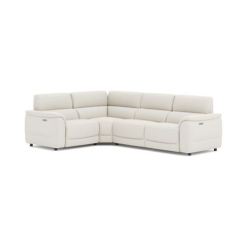 Phoenix Right hand Corner Electric Recliner Sofa with Adjustable Power Headrests in  Bone China Leather