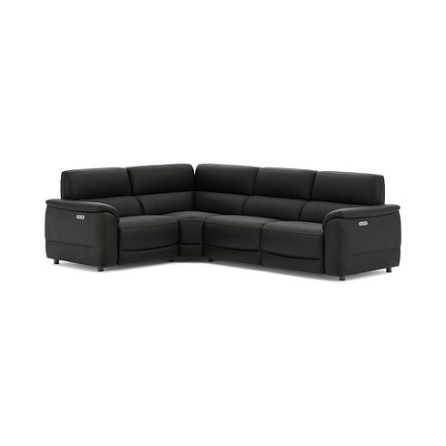 Phoenix Right hand Corner Electric Recliner Sofa with Adjustable Power Headrests in  Jet Black Leather