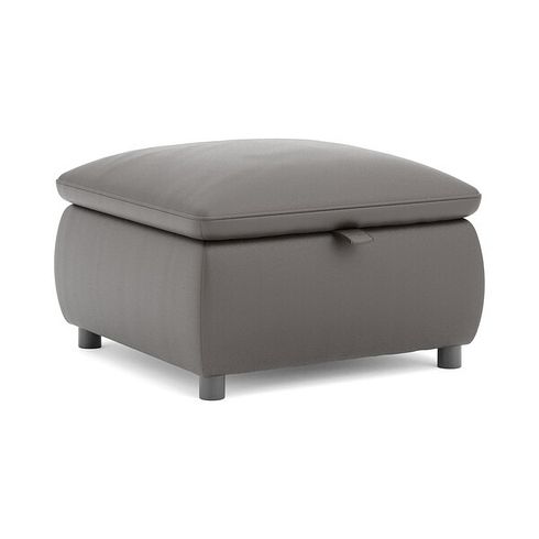 Phoenix Storage Footstool in Elephant Grey Leather