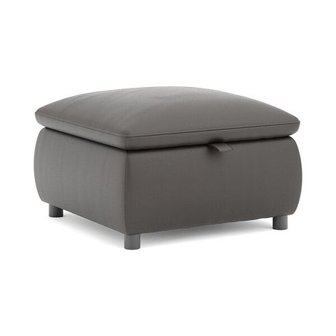 Phoenix Storage Footstool in Storm Leather