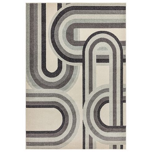 Retro Rug 160 x 230cm - GreyWhiteSilver